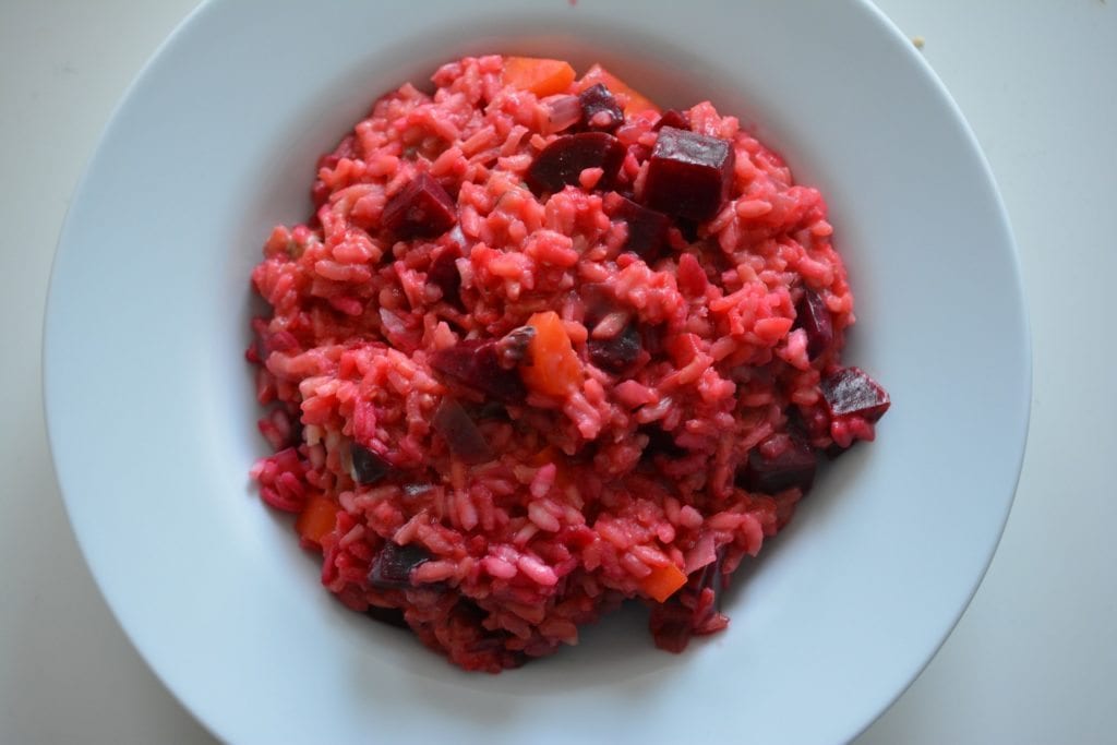 cheddar beet risotto