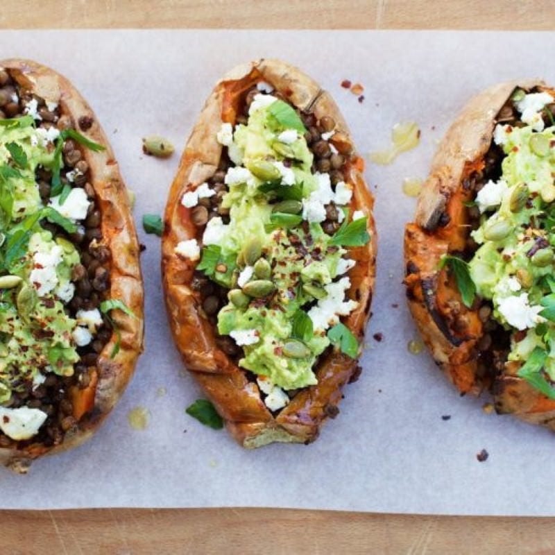 sweet potato stuffed with avocado