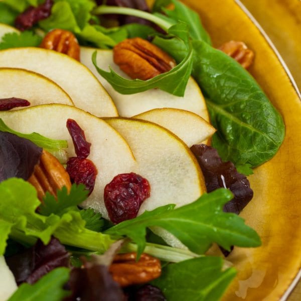 Cranberry Pear Pecan Salad with Creamy Poppyseed Dressing