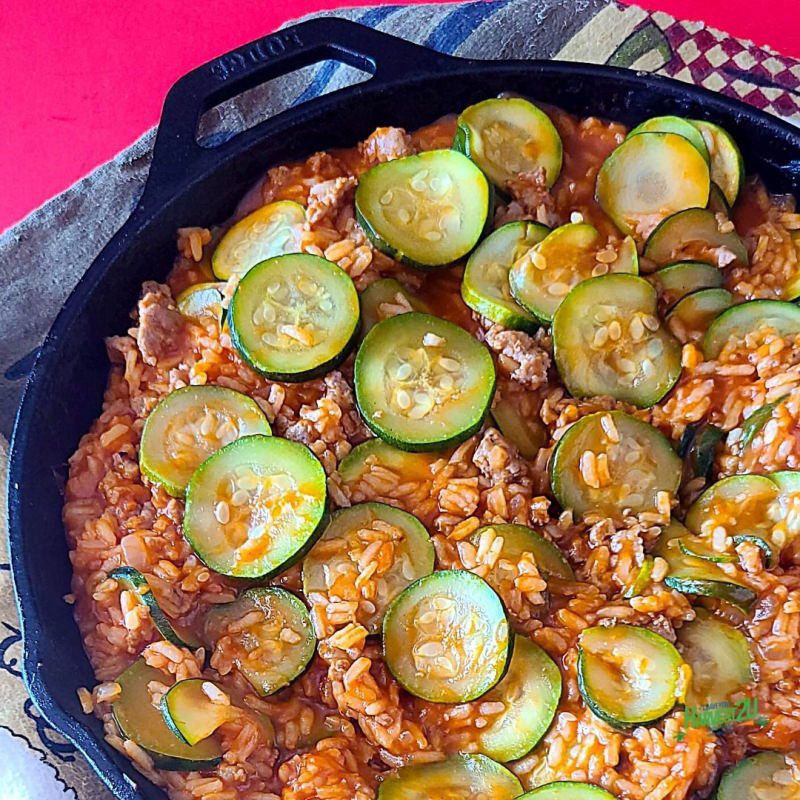 Zucchini Sausage and Rice Casserole